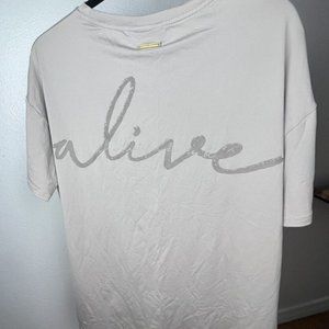 Gymshark, Whitney Simmons Oversized Alive Shirt, Taupe